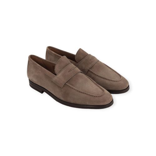 Van Bommel Reda heren mocassin in taupe suede leer.