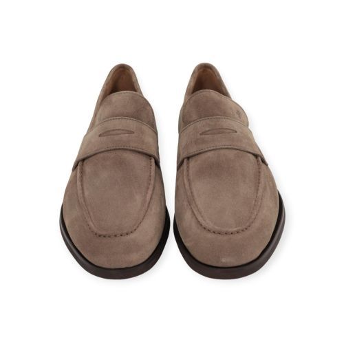 Van Bommel Reda heren mocassin in taupe suede leer.