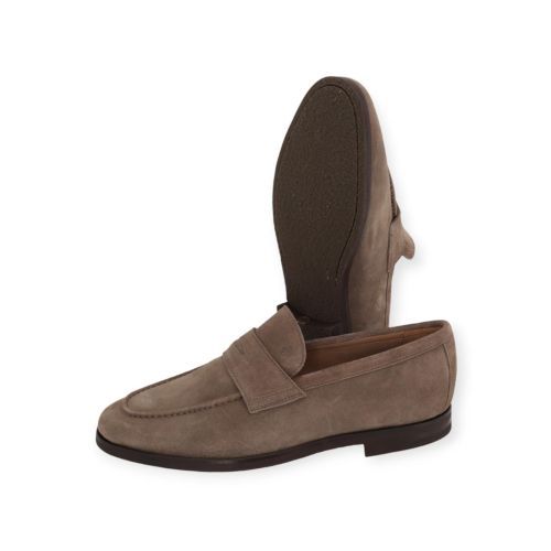 Van Bommel Reda heren mocassin in taupe suede leer.