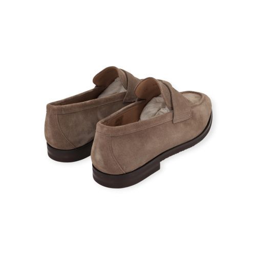 Van Bommel Reda heren mocassin in taupe suede leer.