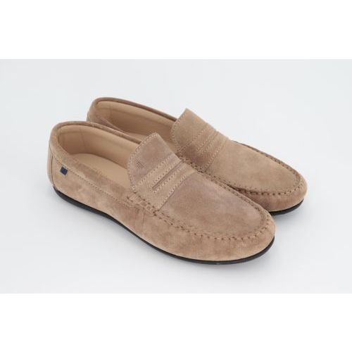 Van Bommel heren mocassin / loafer sand suede leer.