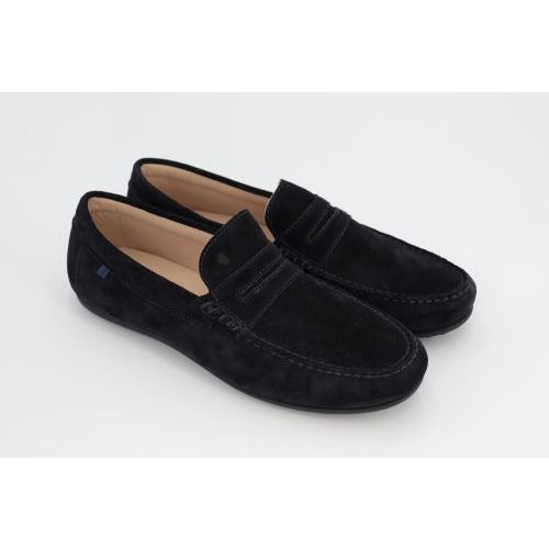 Van Bommel heren mocassin / loafer blauw suede leer.