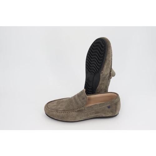 Van Bommel heren mocassin / loafer groen suede leer.