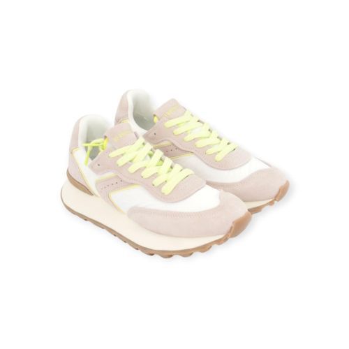 Verbenas clodette dames sneaker in beige suede met groen.