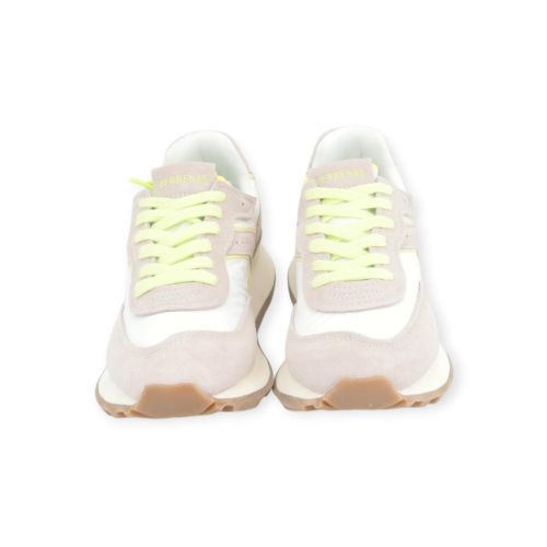 Verbenas clodette dames sneaker in beige suede met groen.
