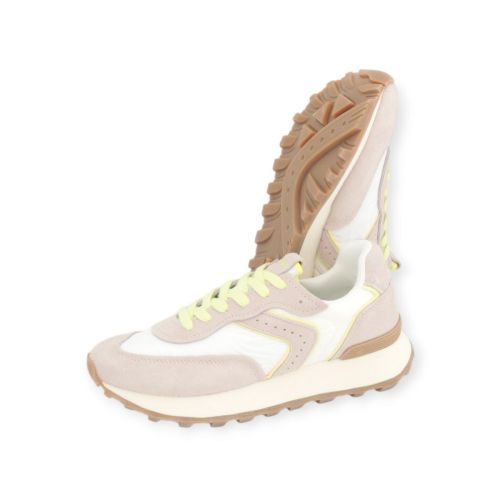 Verbenas clodette dames sneaker in beige suede met groen.