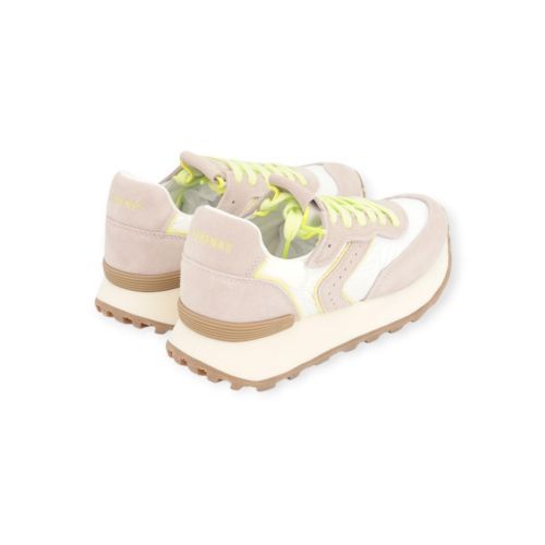 Verbenas clodette dames sneaker in beige suede met groen.
