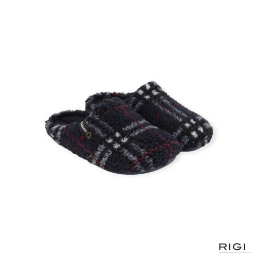Verbenas Eagle Astun pantoffel in blauw, rood wol voor heren. Verbenas Eagle Astun pantoffel in blauw, rood wol voor heren.