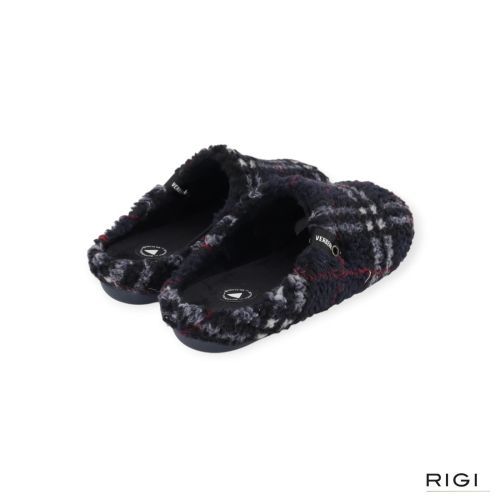 Verbenas Eagle Astun pantoffel in blauw, rood wol voor heren. Verbenas Eagle Astun pantoffel in blauw, rood wol voor heren.