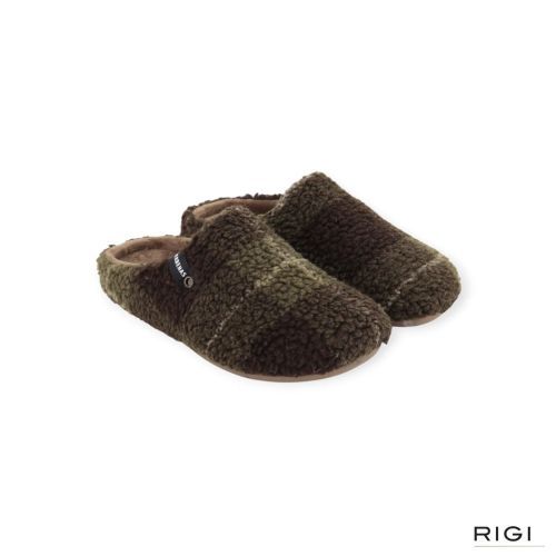 Verbenas Eagle Astun pantoffel in kaki wol voor heren. Verbenas Eagle Astun pantoffel in kaki wol voor heren.