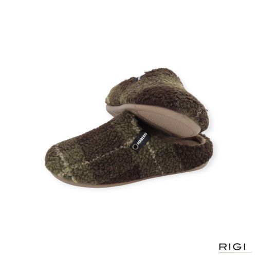Verbenas Eagle Astun pantoffel in kaki wol voor heren. Verbenas Eagle Astun pantoffel in kaki wol voor heren.