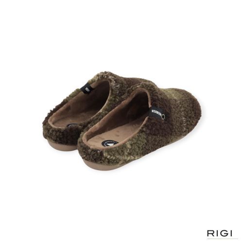 Verbenas Eagle Astun pantoffel in kaki wol voor heren. Verbenas Eagle Astun pantoffel in kaki wol voor heren.