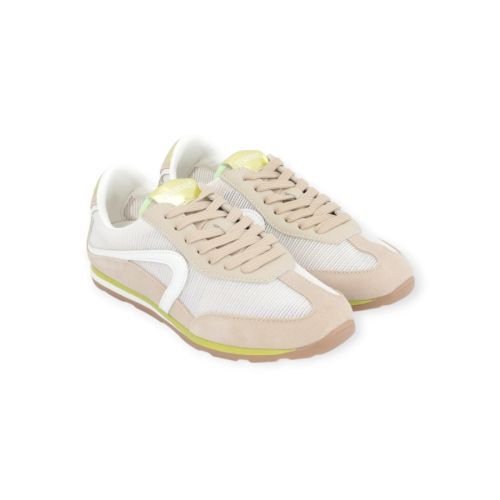 Verbenas Jamaica Herai dames sneaker in beige suede met groen.