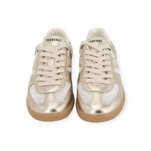 Verbenas Sora Bonete dames sneaker in het goud met wit leer. 