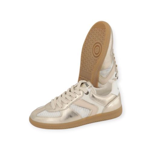 Verbenas Sora Bonete dames sneaker in het goud met wit leer. 