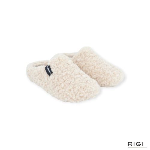 Verbenas York Curly pantoffel in beige wol voor dames. 