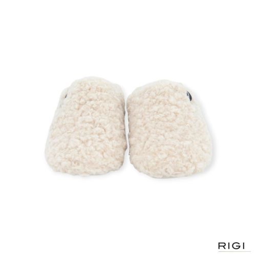 Verbenas York Curly pantoffel in beige wol voor dames. 