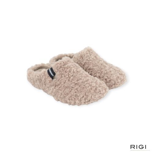 Verbenas York Curly pantoffel in camel wol voor dames. Verbenas York Curly pantoffel in camel wol voor dames.