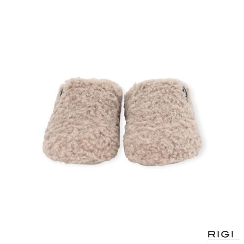 Verbenas York Curly pantoffel in camel wol voor dames. Verbenas York Curly pantoffel in camel wol voor dames.