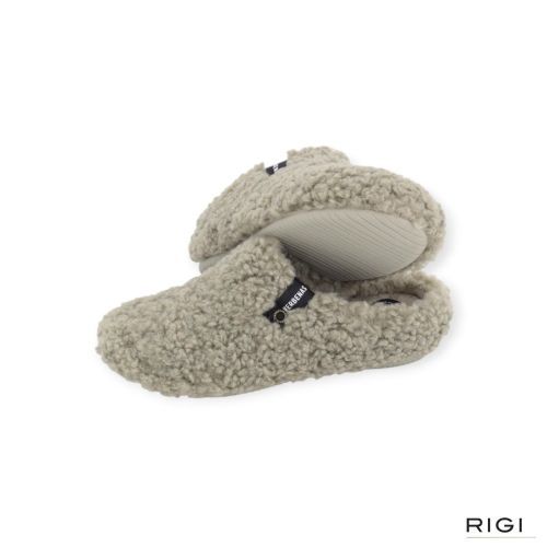 Verbenas York Curly pantoffel in groen wol voor dames. Verbenas York Curly pantoffel in groen wol voor dames.