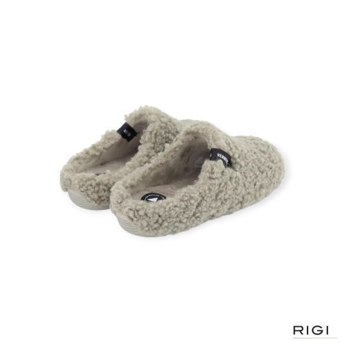 Verbenas York Curly pantoffel in groen wol voor dames. Verbenas York Curly pantoffel in groen wol voor dames.
