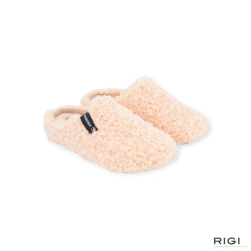Verbenas York Curly pantoffel in peach, butter wol voor dames. Verbenas York Curly pantoffel in peach, butter wol voor dames.