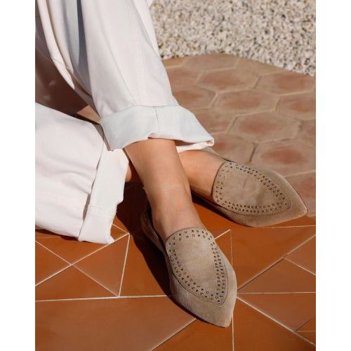 Via Vai Lola Gabriel mocassin in sand suède voor dames. 