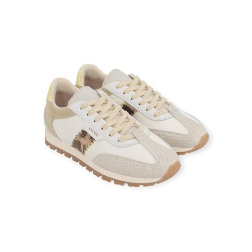 Via Vai Scott Sara dames sneaker in wit met beige leer.