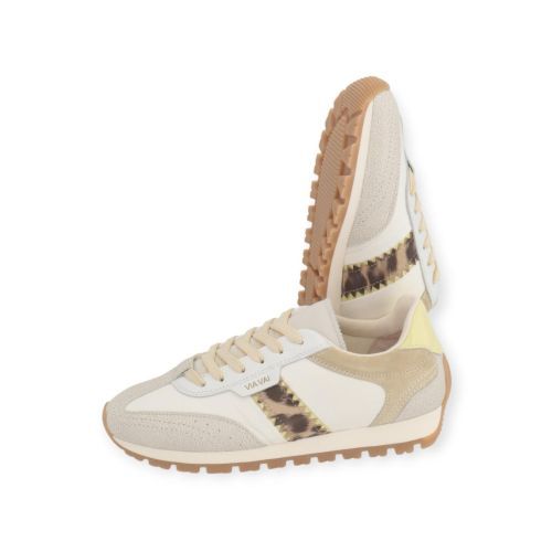 Via Vai Scott Sara dames sneaker in wit met beige leer.