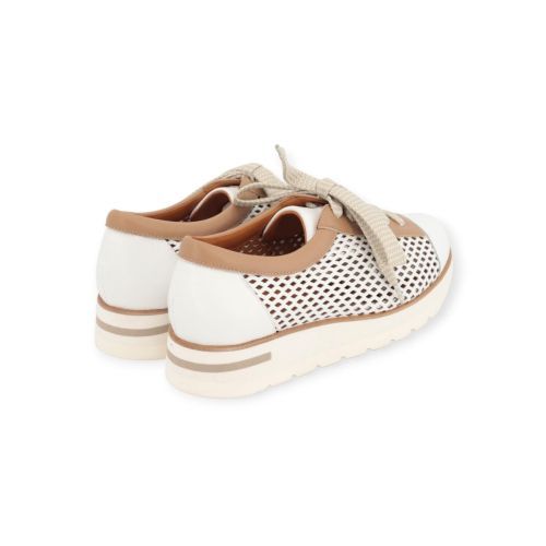 Volpato 4831 veterschoen in wit, camel leer voor dames. Volpato 4831 veterschoen in wit, camel leer voor dames.