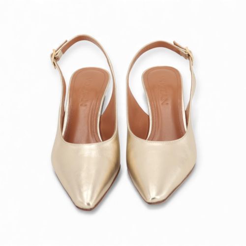 Voltan dames pump LV318 slingback in ‘platino’ goudleer. Voltan dames pump LV318 slingback in ‘platino’ goudleer.
