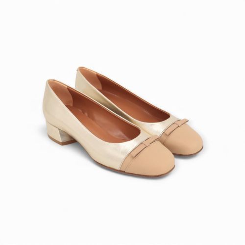 Voltan dames ballerina LV511F in platino met beige. Voltan dames ballerina LV511F in platino met beige.