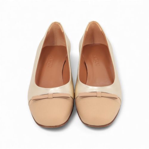 Voltan dames ballerina LV511F in platino met beige. Voltan dames ballerina LV511F in platino met beige.