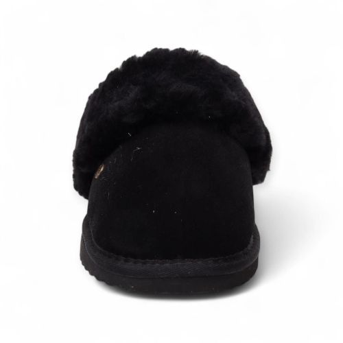 Warmbat dames pantoffel in zwart suede met wol Flurry