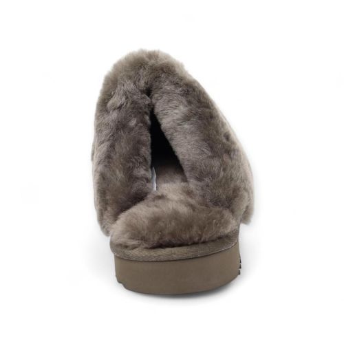 Warmbat dames pantoffel in groen suede met wol Flurry