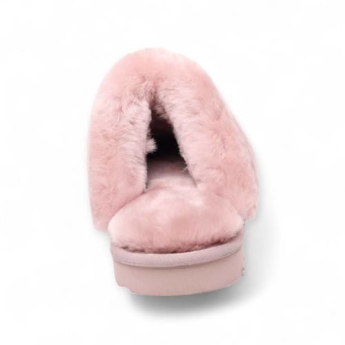 Warmbat dames pantoffel in rose / mauve suede met wol Flurry