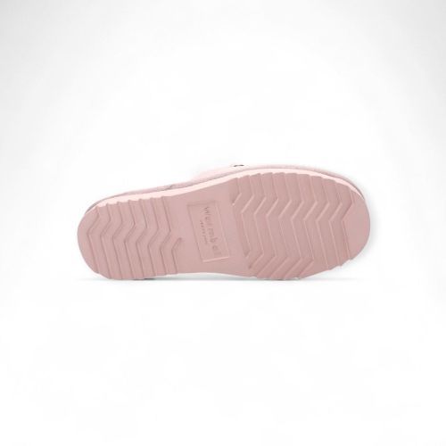 Warmbat dames pantoffel in rose / mauve suede met wol Flurry