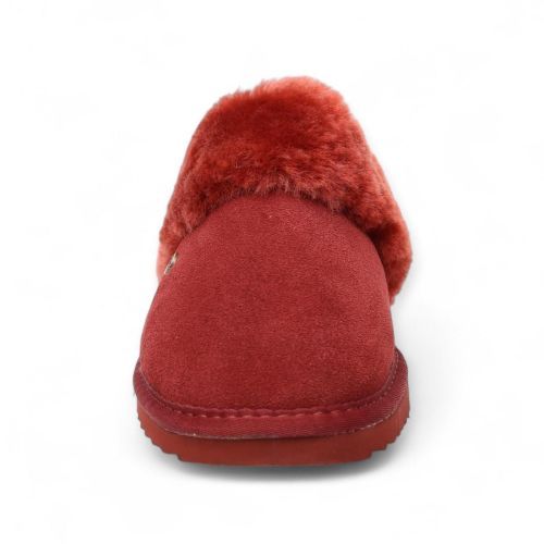Warmbat dames pantoffel in bordeaux suede met wol Flurry