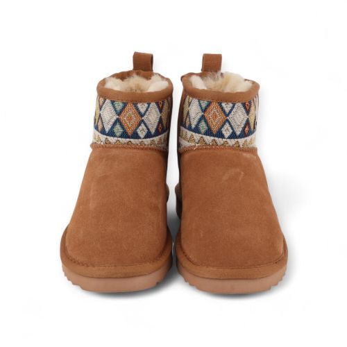 Warmbat Pantoffel Cognac dames (Wallaby Women Suede Boot Woven Print WLY - Wallaby Women Suede Boot Woven) - Rigi