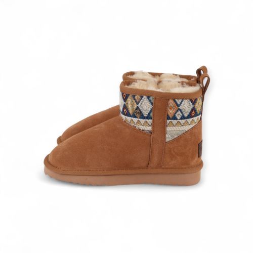 Warmbat Pantoffel Cognac dames (Wallaby Women Suede Boot Woven Print WLY - Wallaby Women Suede Boot Woven) - Rigi