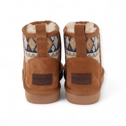 Warmbat Pantoffel Cognac dames (Wallaby Women Suede Boot Woven Print WLY - Wallaby Women Suede Boot Woven) - Rigi