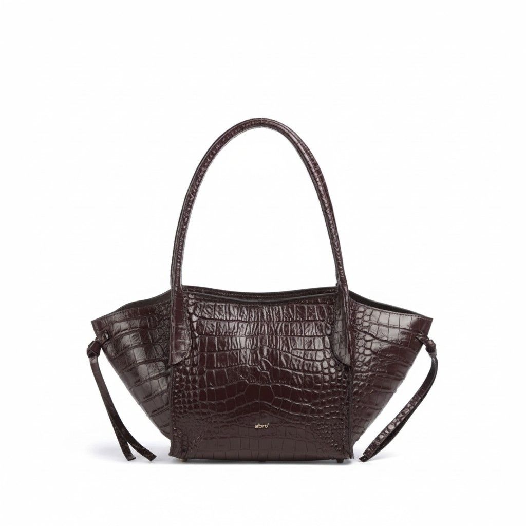 Abro Vibe small hand-en schoudertas in bruin crocco leer voor dames. Abro Vibe small hand-en schoudertas in bruin crocco leer voor dames.