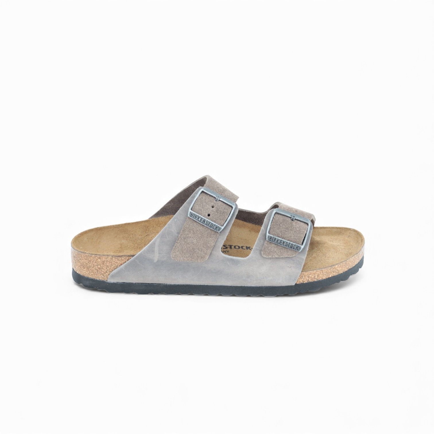 Birkenstock Arizone BS heren slipper in grijs suede/leer. Birkenstock Arizone BS heren slipper in grijs suede/leer.
