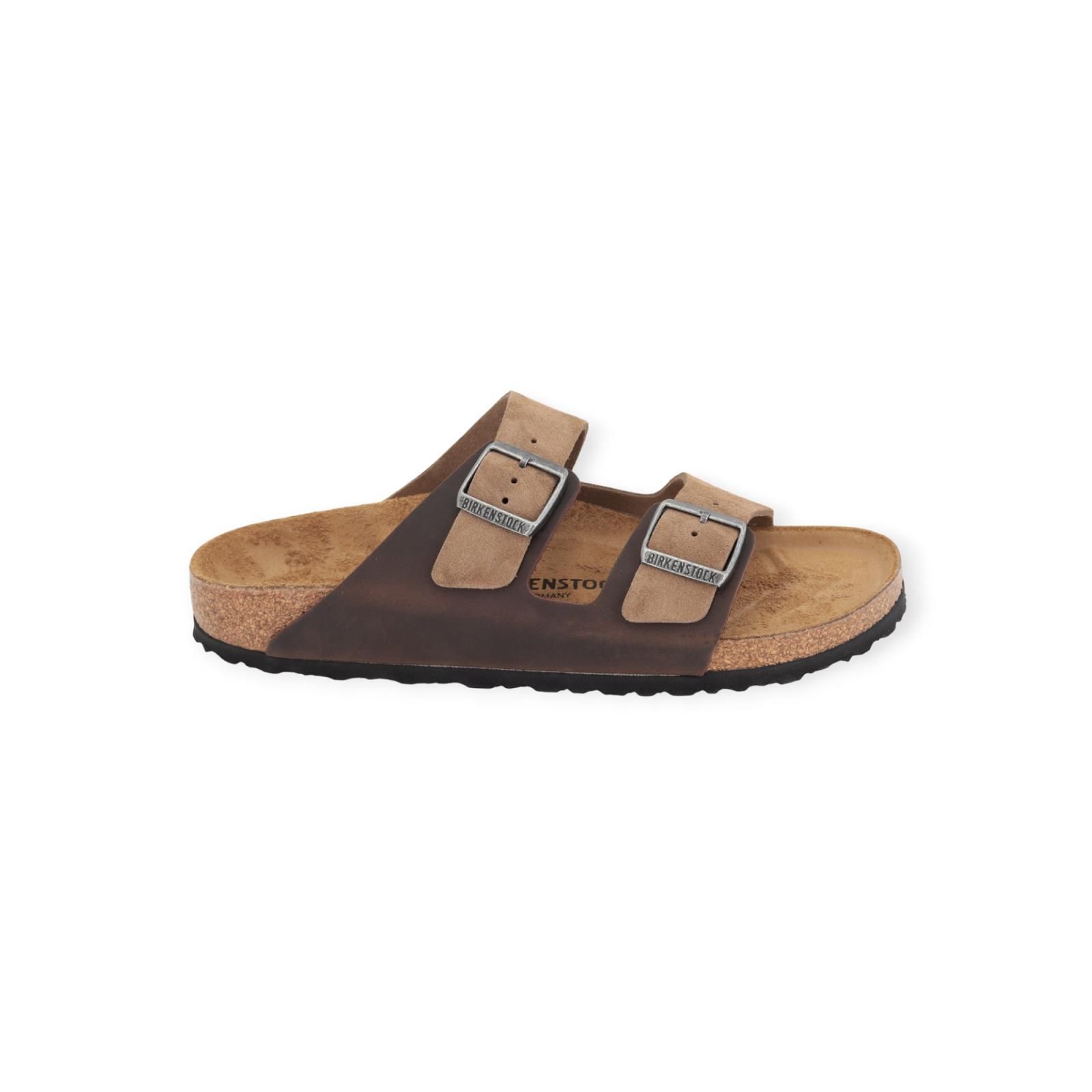 Birkenstock Arizone BS heren slipper in bruin suede/leer. Birkenstock Arizone BS heren slipper in bruin suede/leer.