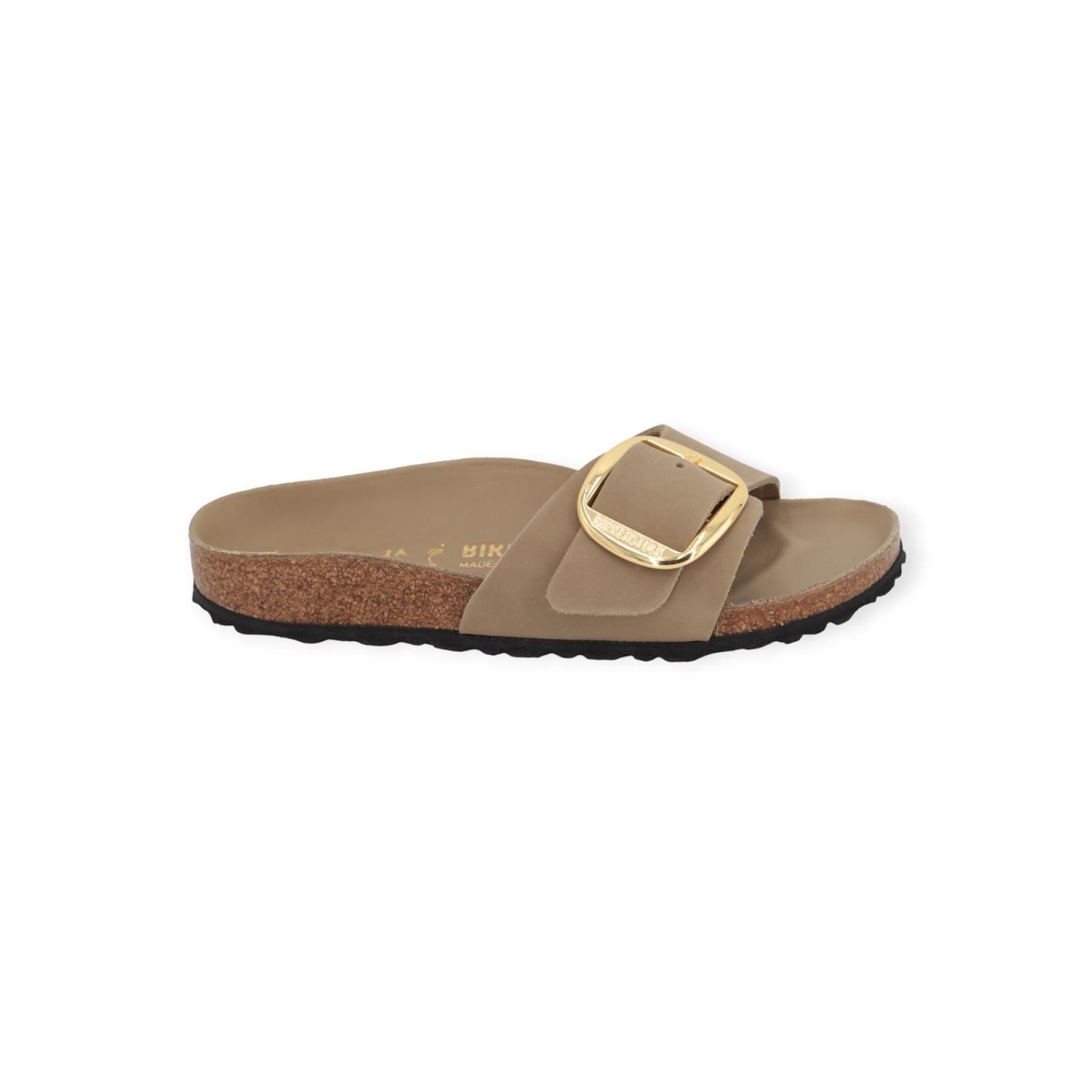 Birkenstock Madrid Big Buckle slipper taupe nubuck. Birkenstock Madrid Big Buckle slipper taupe nubuck.