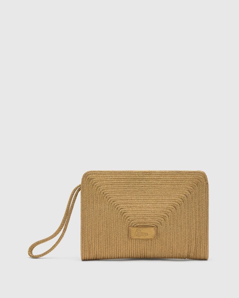 Castaner Bali Clutch voor dames in raffia goud Castaner Bali Clutch voor dames in raffia goud