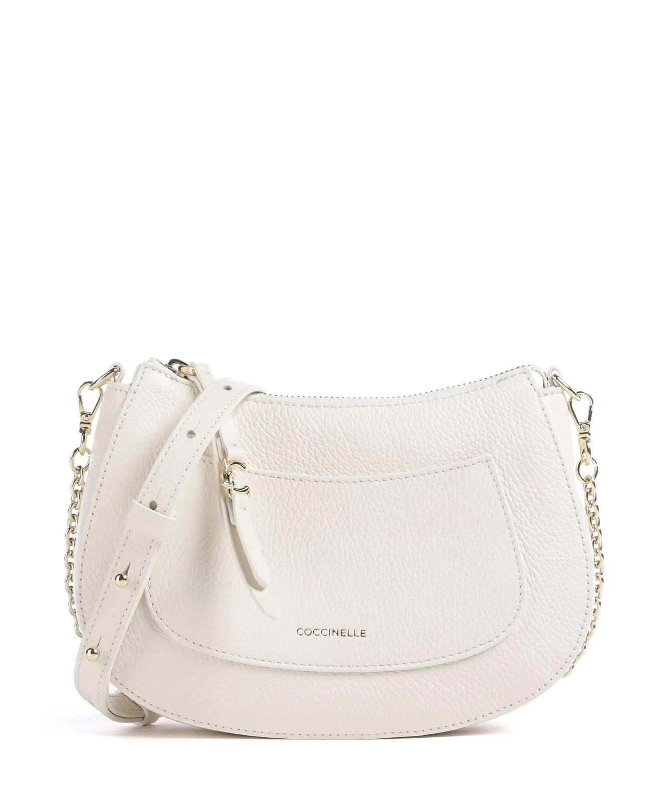 Crossbody Coccinelle C-Easy Mini voor dames in off wit pearl leer. Crossbody Coccinelle C-Easy Mini voor dames in off wit pearl leer.