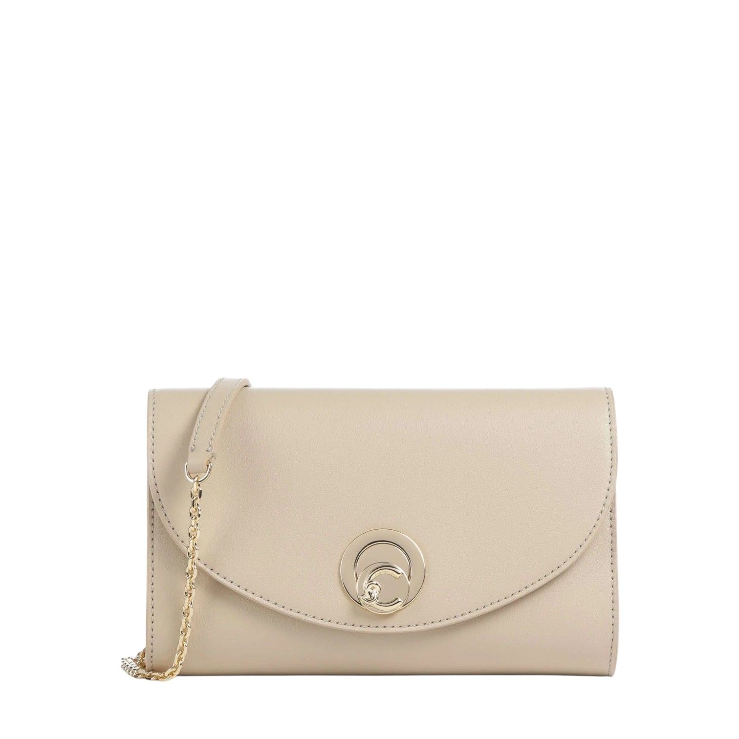 Coccinelle Nikla Smooth clutch in beige leer voor dames. Coccinelle Nikla Smooth clutch in beige leer voor dames.