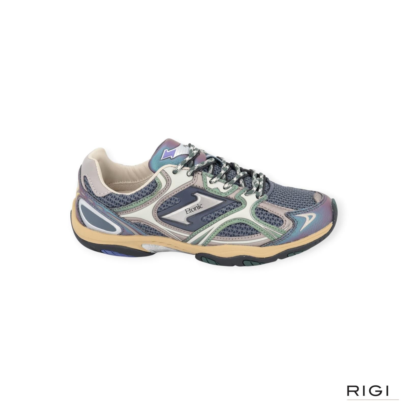 Etonic Elite Low sneaker blauw met groen suède mesh voor dames. Etonic Elite Low sneaker blauw met groen suède mesh voor dames.