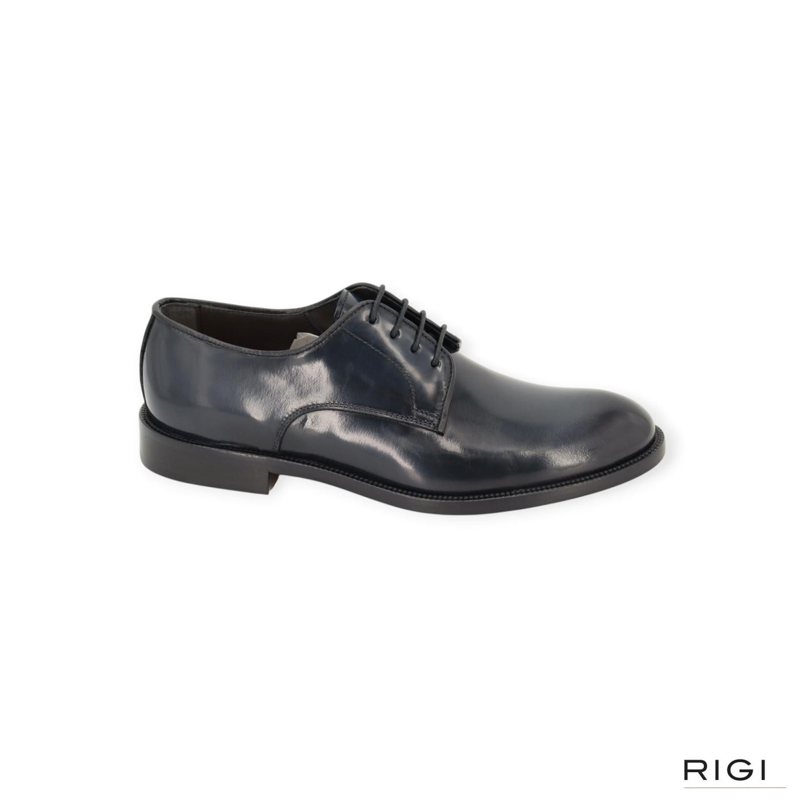 Exton 1374 heren veterschoen in blauw leer. Exton 1374 heren veterschoen in blauw leer.